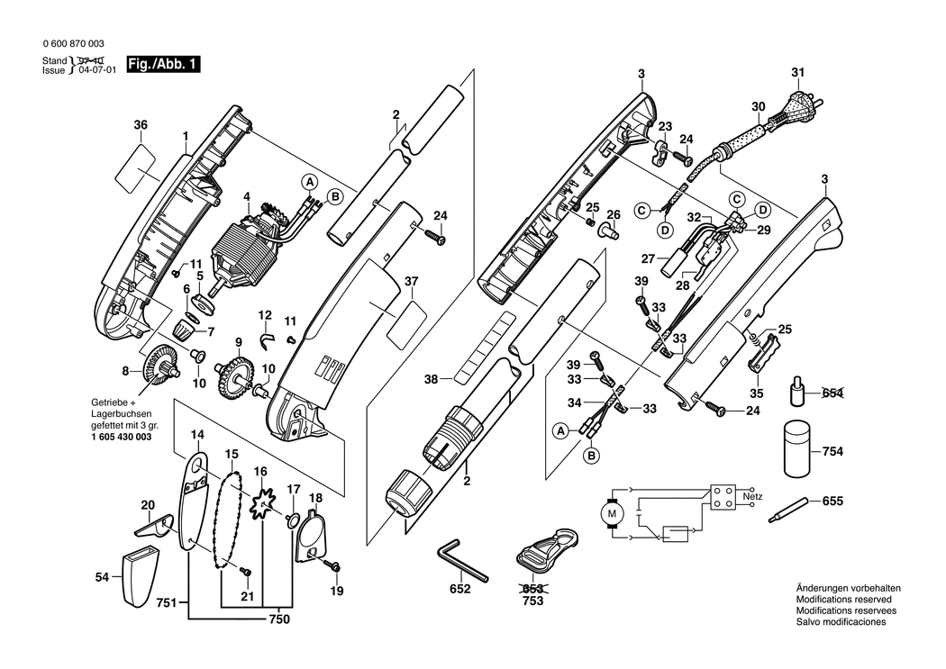 Bosch ASG 52 / 0600870003 / EU 230 Volt Spare Parts