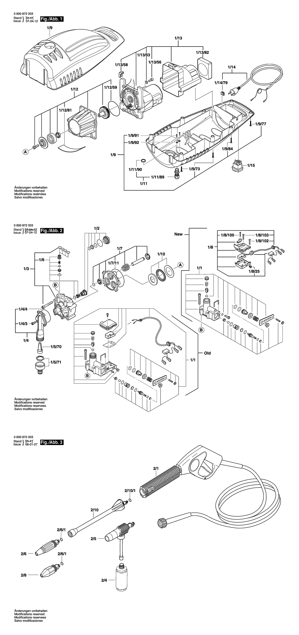 Bosch AQUATAK 100 / 0600872003 / EU 230 Volt Spare Parts