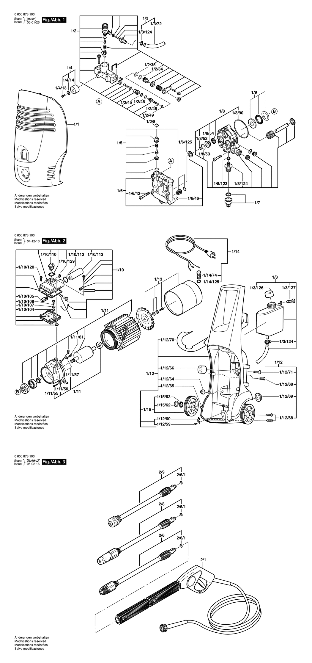 Bosch AQUATAK 1250 / 0600873133 / DK 230 Volt Spare Parts