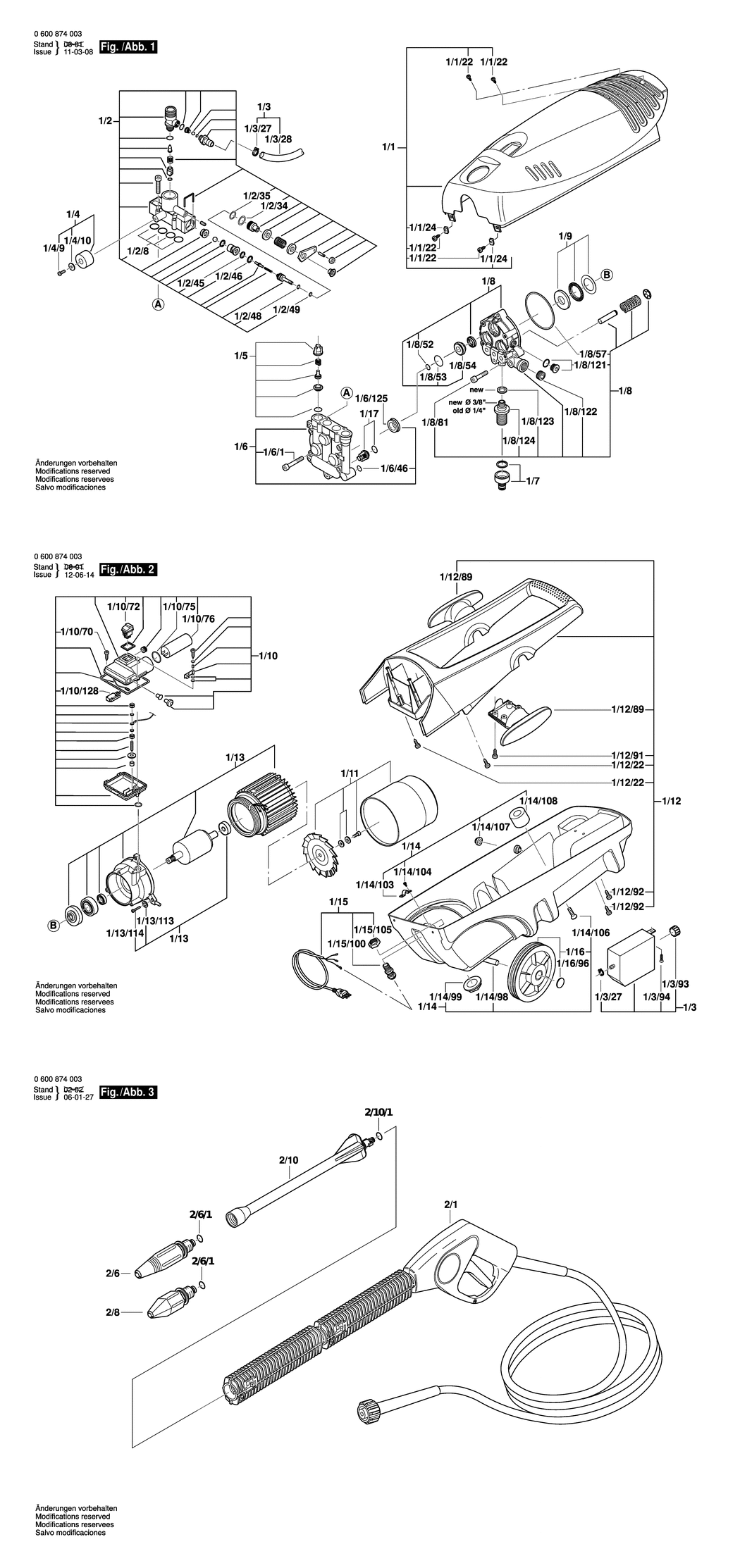 Bosch AQUATAK 1300 SI / 0600874033 / DK 230 Volt Spare Parts