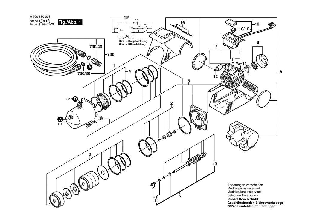 Bosch AGP 800 / 0600880003 / EU 230 Volt Spare Parts