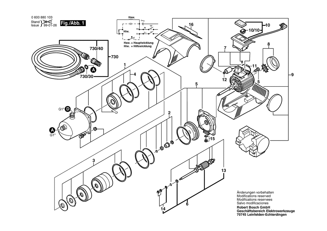 Bosch AGP 1000 / 0600880103 / EU 230 Volt Spare Parts
