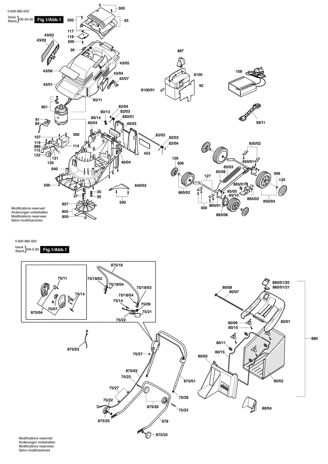 Bosch ARM 36 ACCU / 0600890032 / CH 230 Volt Spare Parts