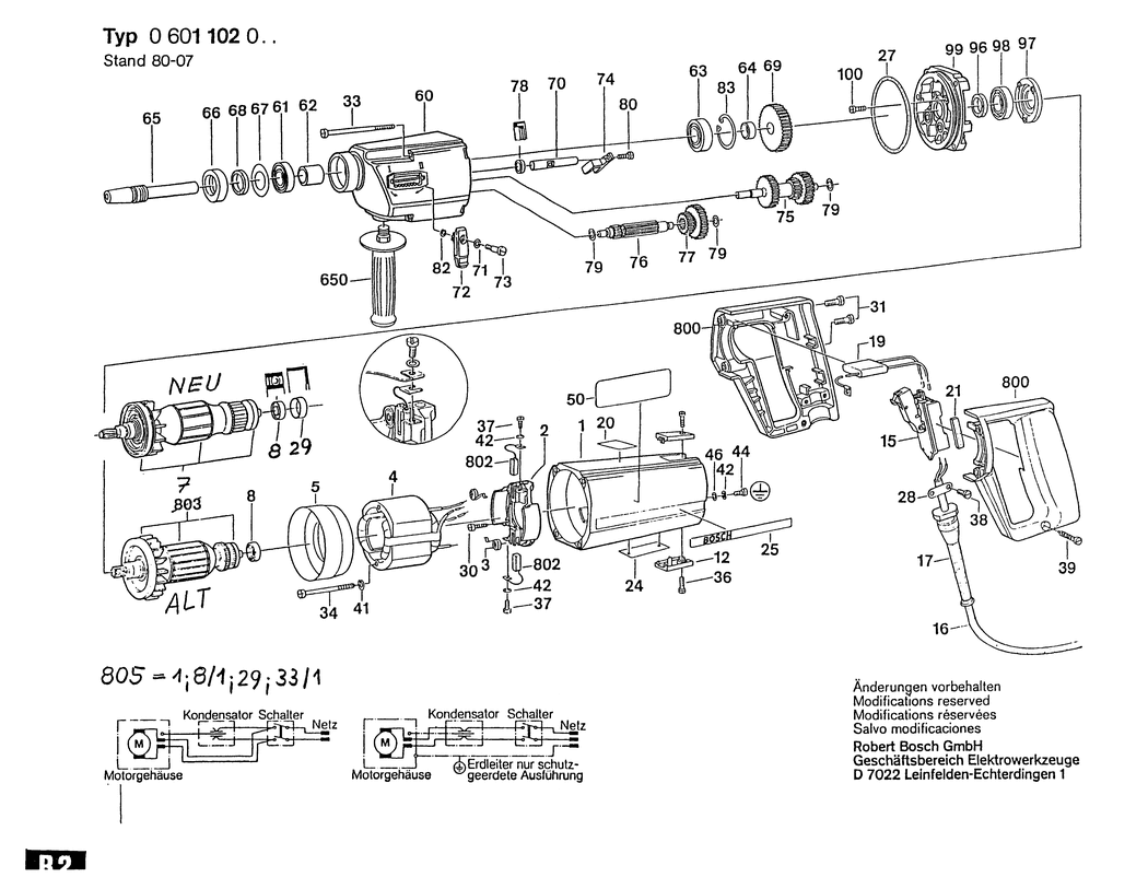 Bosch UB2J75  UB2/75 / 0601102047 / F 110 Volt Spare Parts