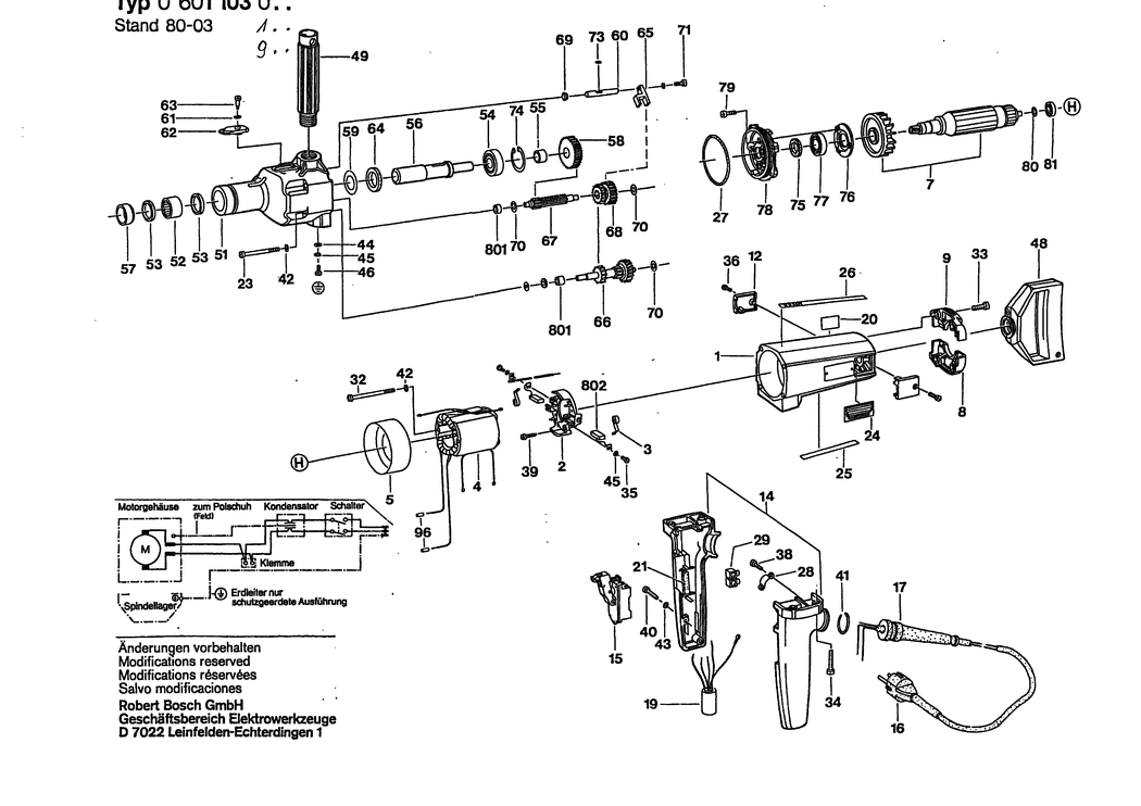 Bosch UB2J77 / 0601103009 / NL 42 Volt Spare Parts