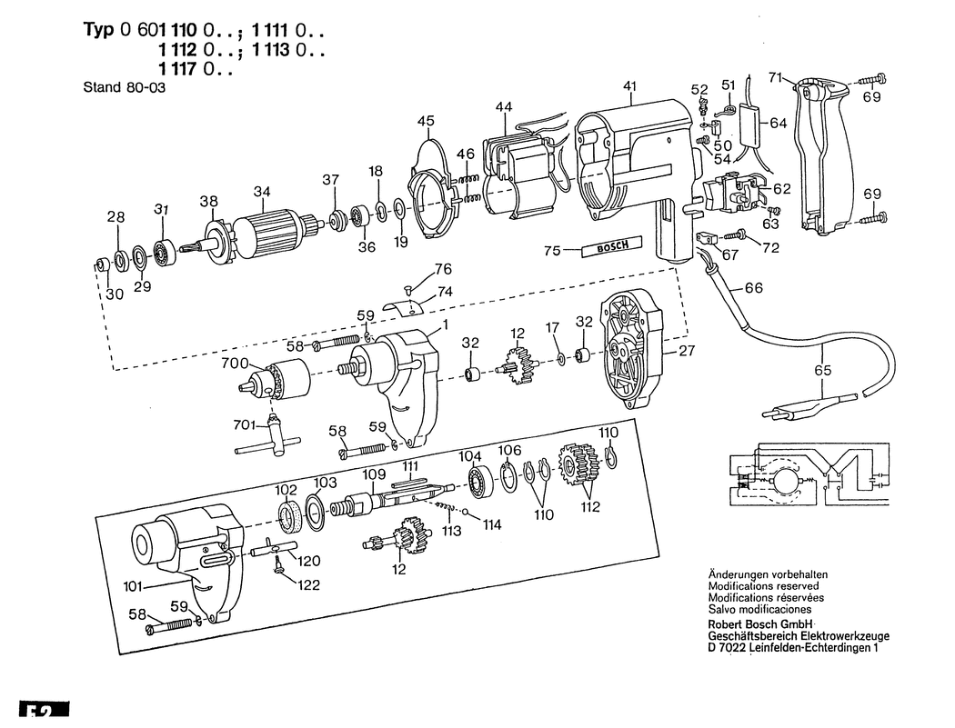 Bosch ---- / 0601110047 / F 110 Volt Spare Parts