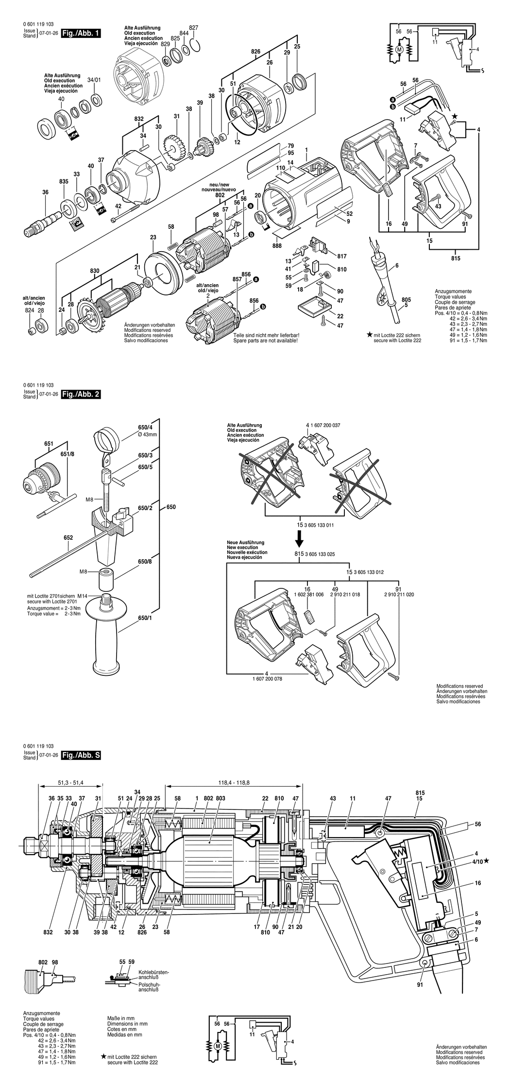 Bosch GBM 13 / 0601119142 / GB 240 Volt Spare Parts