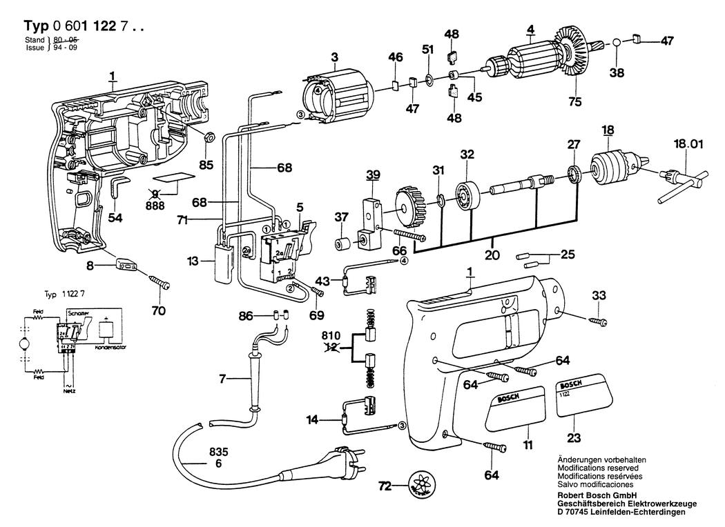 Bosch ---- / 0601122742 / GB 240 Volt Spare Parts