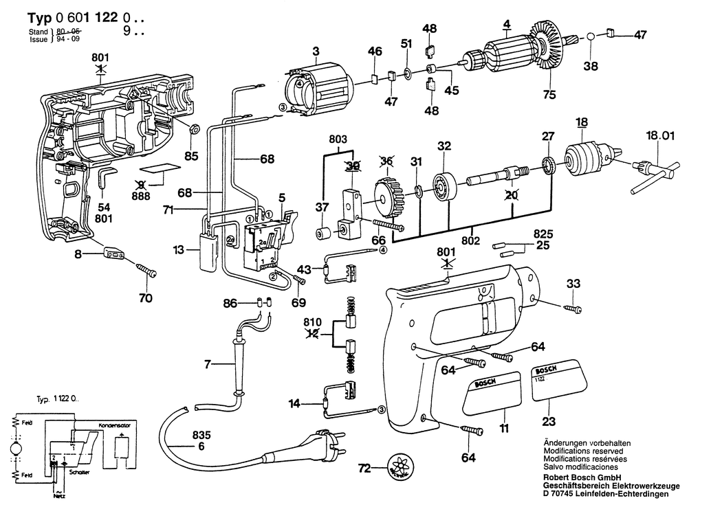 Bosch ---- / 0601122860 / EU 220 Volt Spare Parts