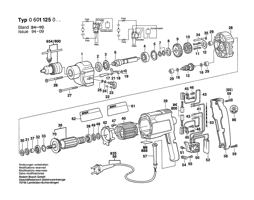 Bosch ---- / 0601125003 / EU 220 Volt Spare Parts