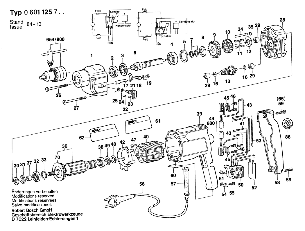 Bosch ---- / 0601125703 / EU 220 Volt Spare Parts