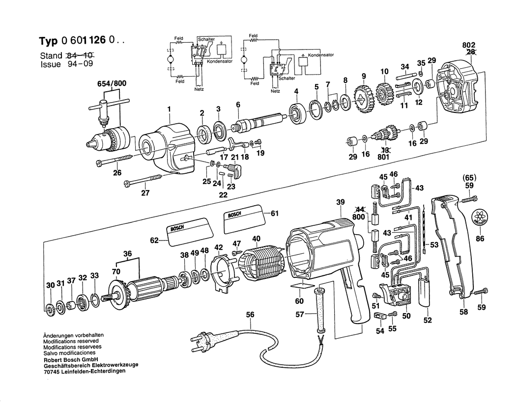 Bosch ---- / 0601126032 / CH 220 Volt Spare Parts