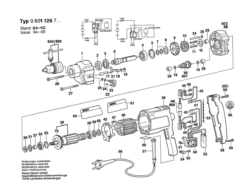 Bosch ---- / 0601126741 / GB 110 Volt Spare Parts