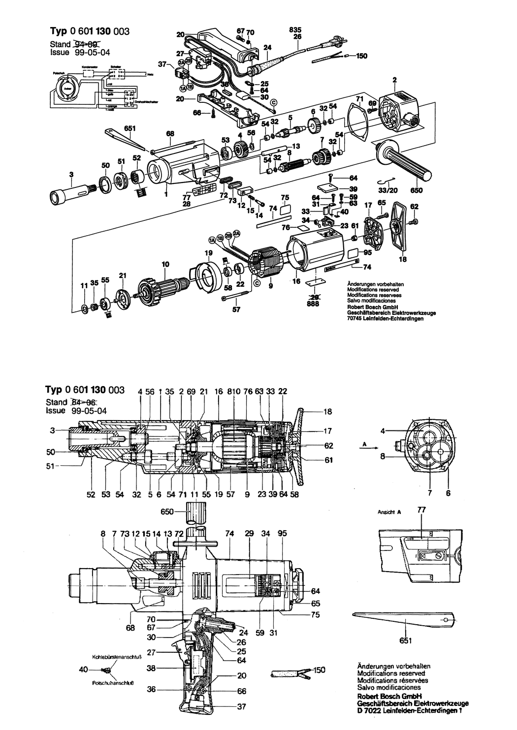 Bosch ---- / 0601130032 / CH 220 Volt Spare Parts