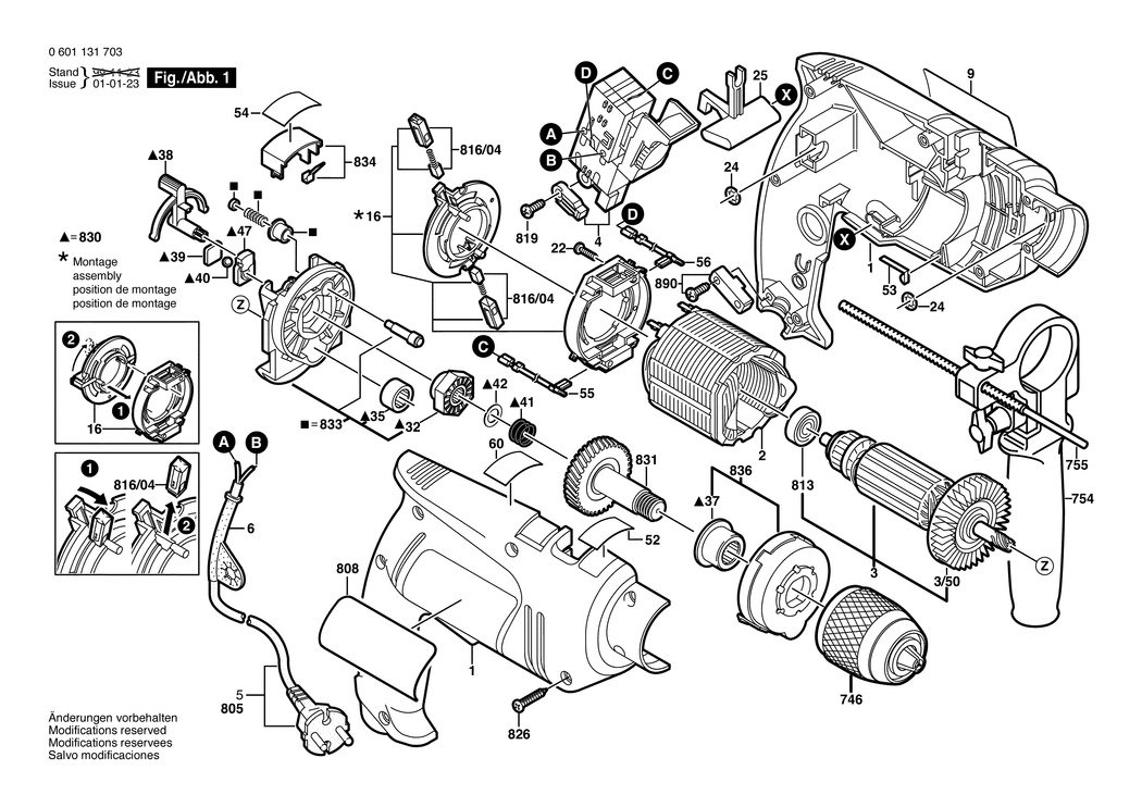 Bosch GSB 13 RE / 0601131742 / GB 230 Volt Spare Parts