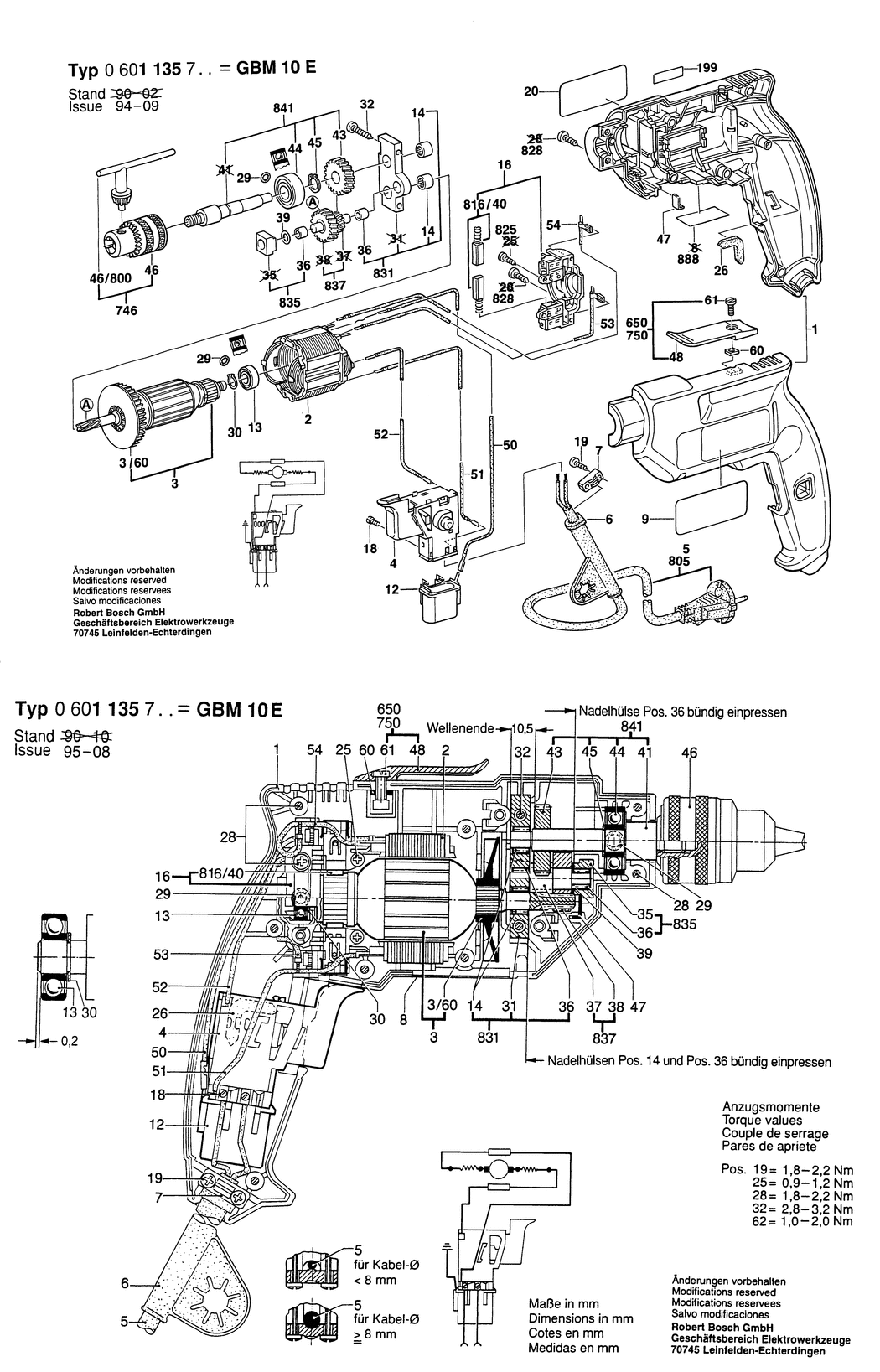 Bosch GBM 10 E / 0601135703 / EU 230 Volt Spare Parts