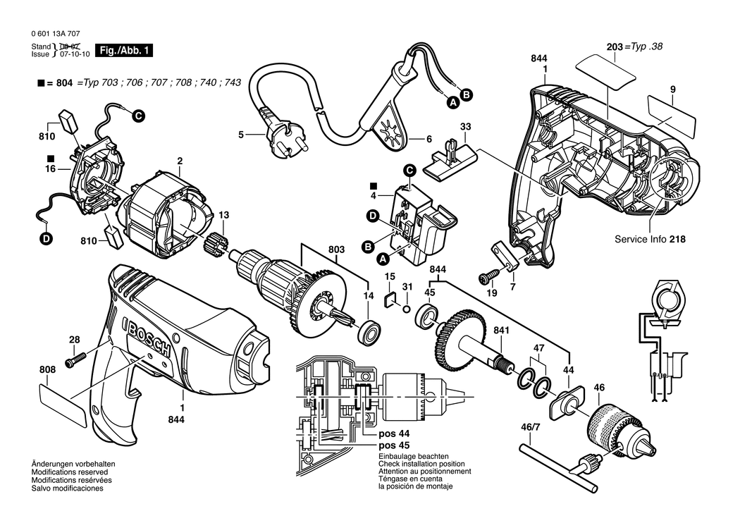 Bosch GBM 350 RE / 060113A703 / EU 230 Volt Spare Parts