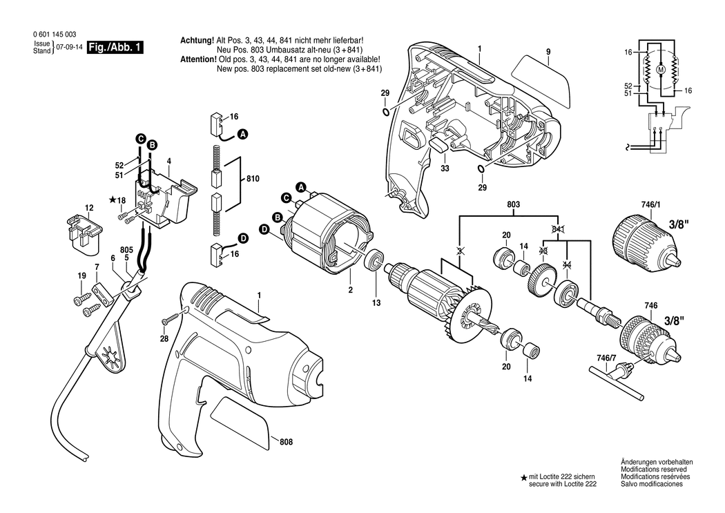 Bosch GBM 6 / 0601145032 / CH 230 Volt Spare Parts