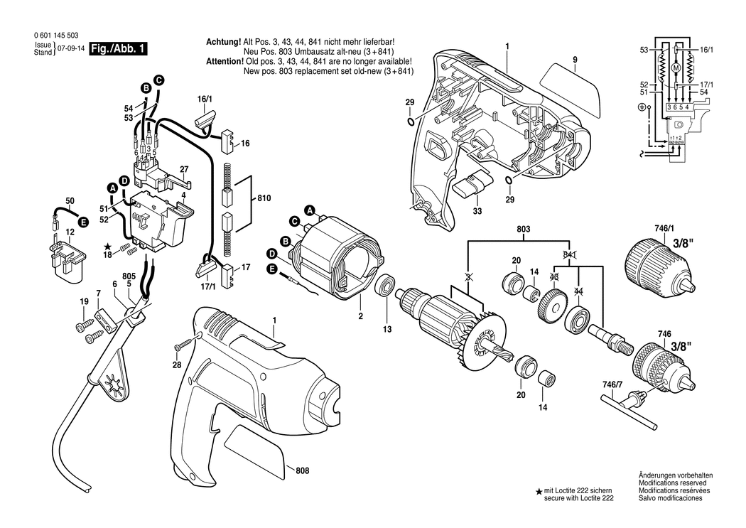 Bosch GBM 6 RE / 0601145503 / EU 230 Volt Spare Parts