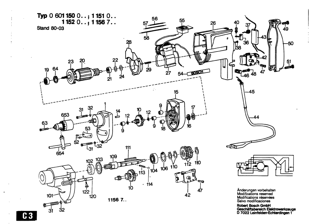 Bosch ---- / 0601150003 / EU 220 Volt Spare Parts