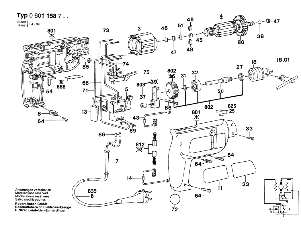 Bosch ELECTRONIC / 0601158732 / CH 220 Volt Spare Parts