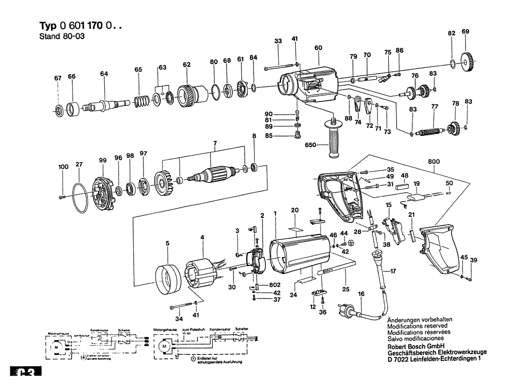 Bosch ---- / 0601170010 / EU 110 Volt Spare Parts