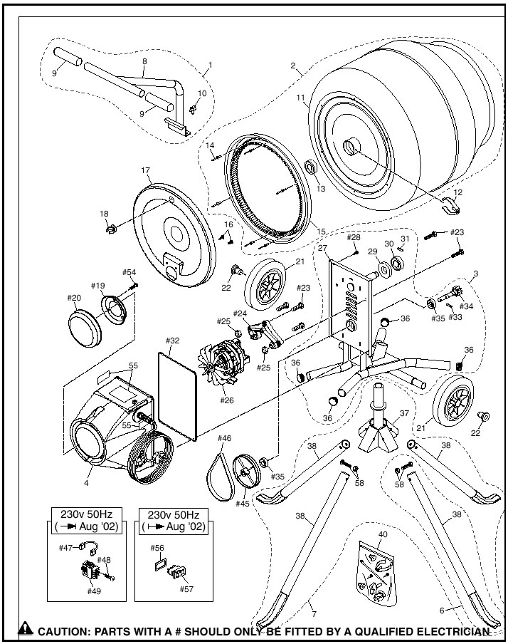 MasterMix MC130 / MiniMix 130 Cement Mixer Spare Parts | Miles Tool