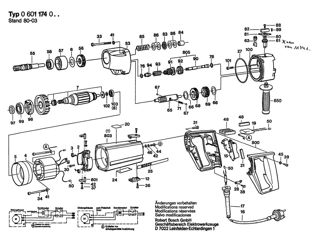 Bosch ---- / 0601174001 / EU 110 Volt Spare Parts