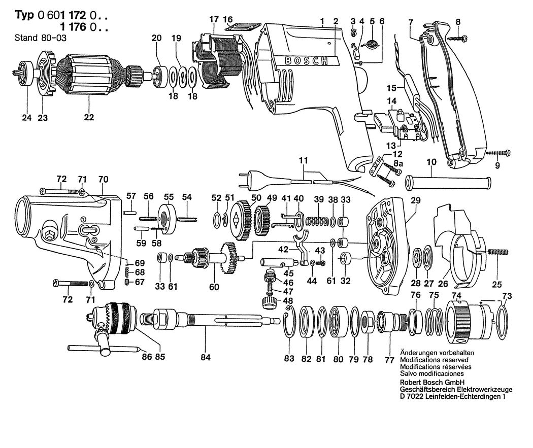 Bosch ---- / 0601176046 / GB 250 Volt Spare Parts