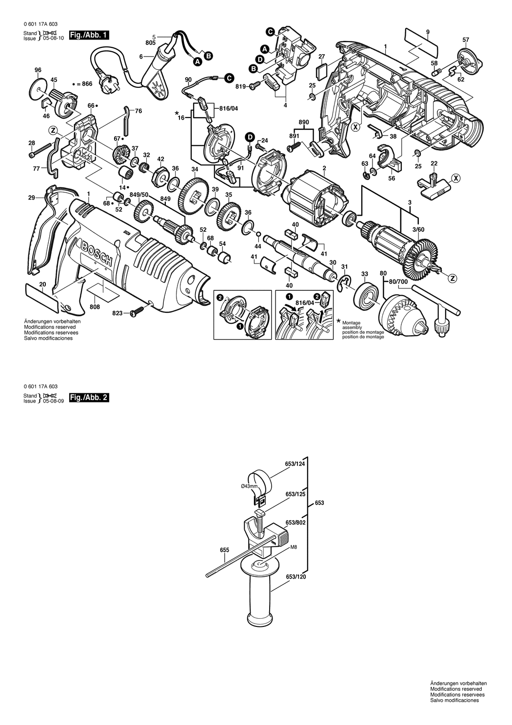 Bosch GSB 18-2 RE / 060117A642 / GB 230 Volt Spare Parts