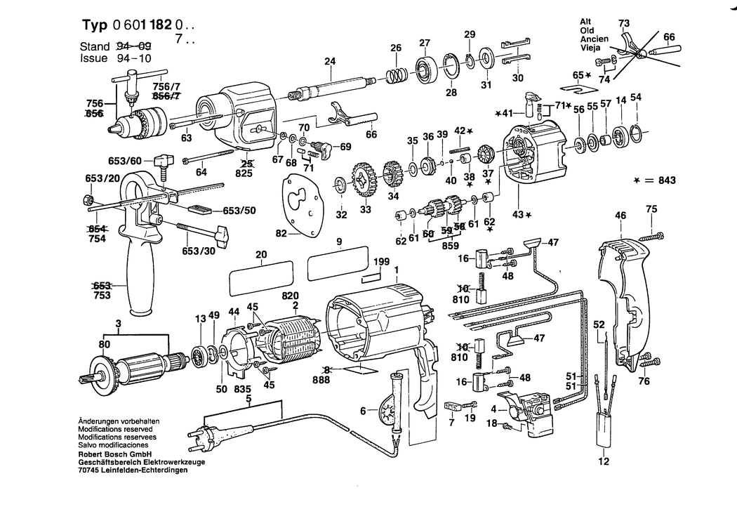 Bosch GSB 16-2 / 0601182732 / CH 220 Volt Spare Parts