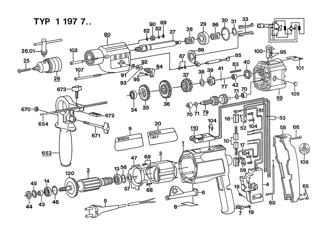 Bosch ---- / 0601197703 / EU 220 Volt Spare Parts