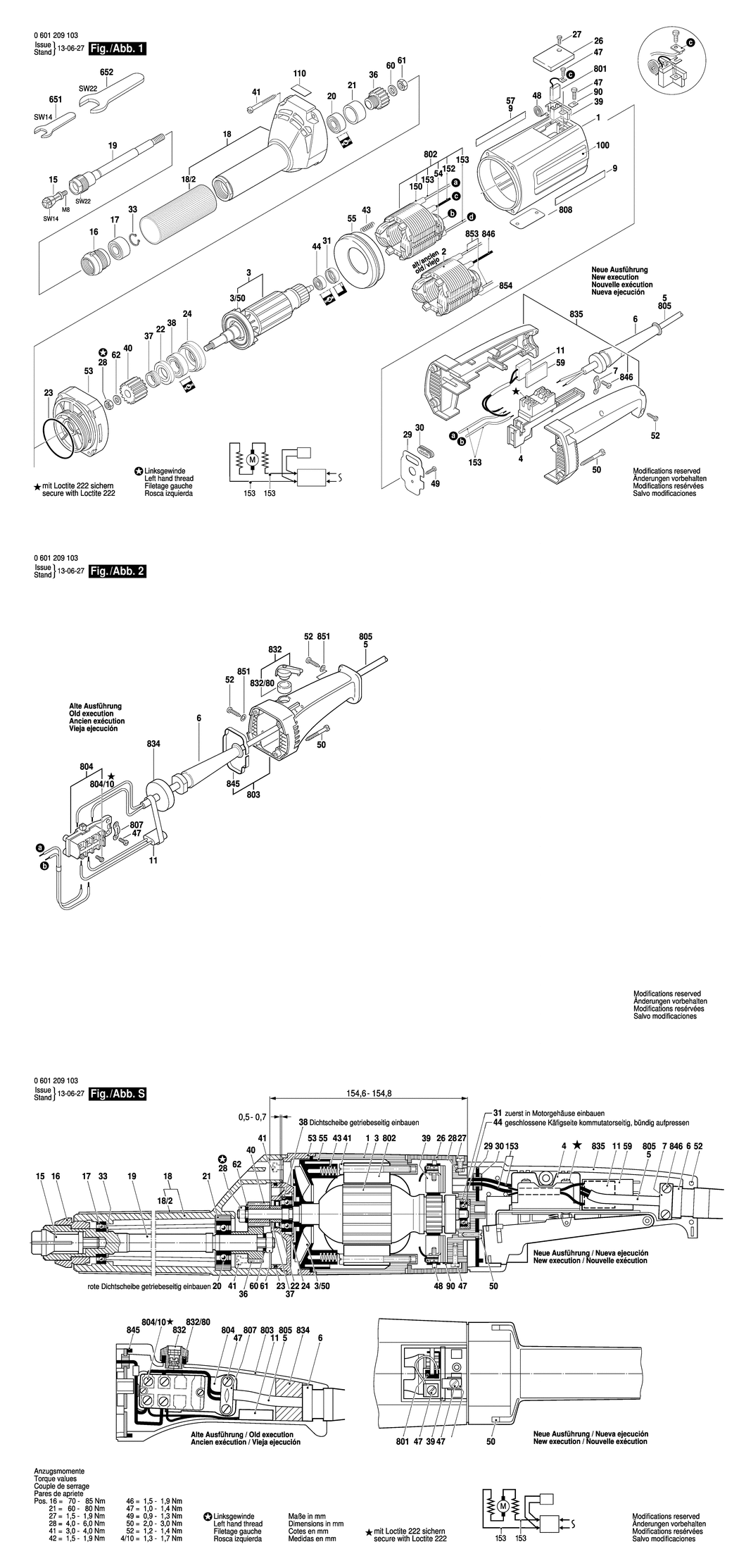 Bosch GGS 16 / 0601209148 / F 220 Volt Spare Parts