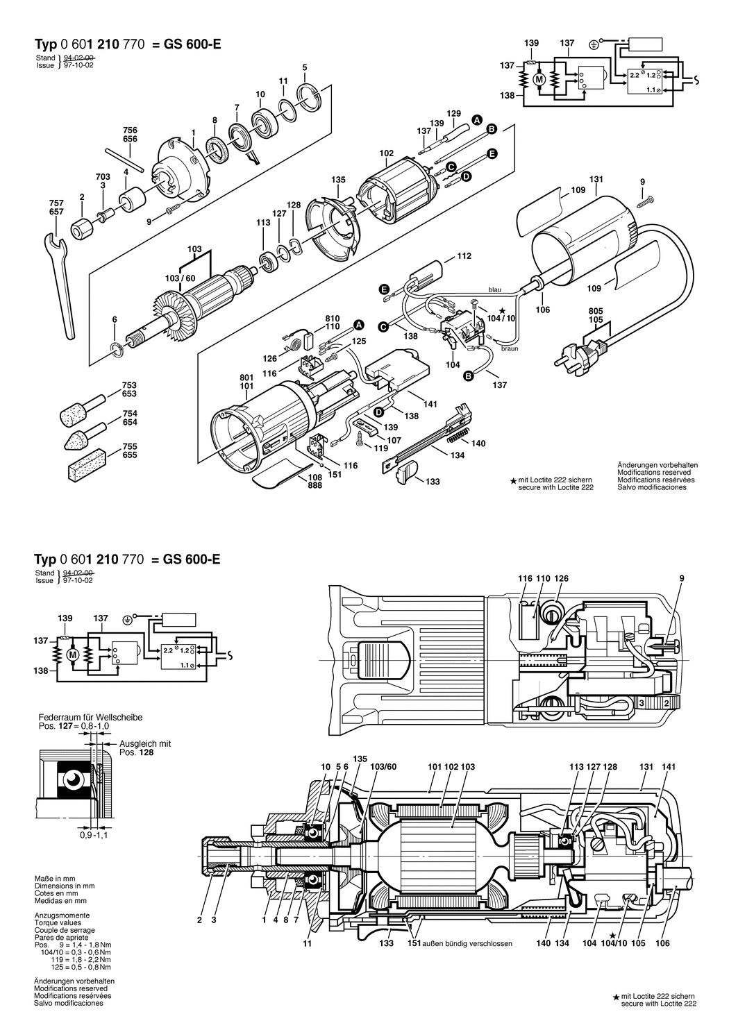 Bosch GS 600-E / 0601210770 / EU 230 Volt Spare Parts