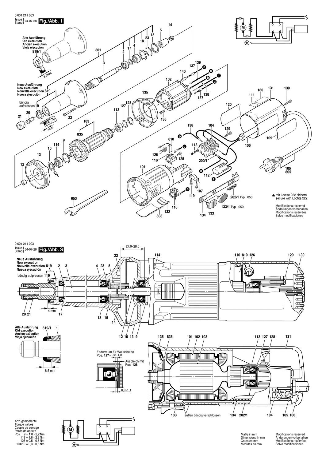 Bosch ---- / 0601211003 / EU 220 Volt Spare Parts