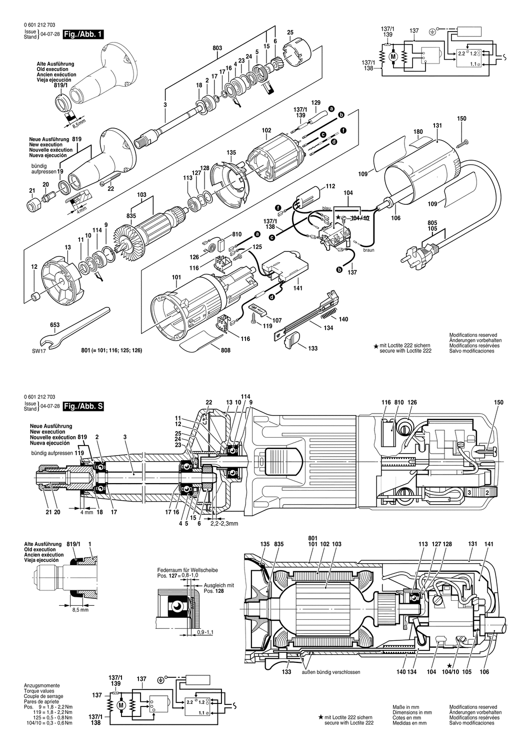 Bosch GGS 7 C / 0601212742 / GB 240 Volt Spare Parts
