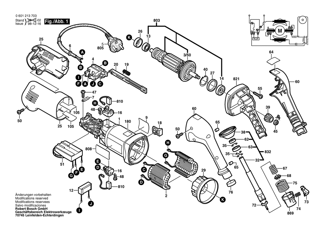 Bosch GEB 1000 CE / 0601213741 / GB 110 Volt Spare Parts