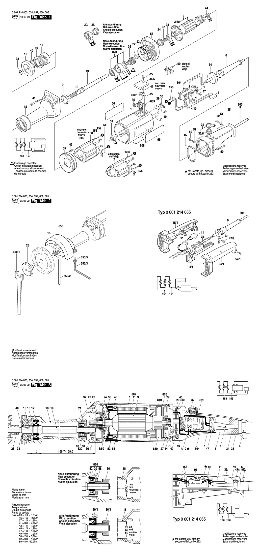 Bosch GGS 6 / 0601214032 / CH 220 Volt Spare Parts