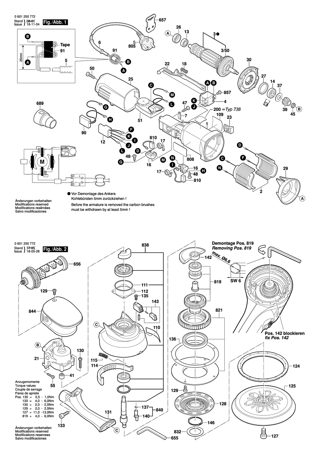 Bosch GEX 150 TURBO / 0601250772 / EU 230 Volt Spare Parts