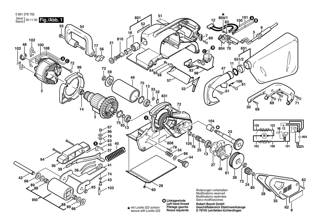 Bosch GBS 100 AE / 0601276703 / EU 230 Volt Spare Parts