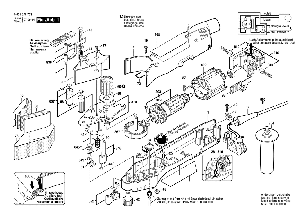 Bosch GVS 350 AE / 0601278703 / EU 230 Volt Spare Parts