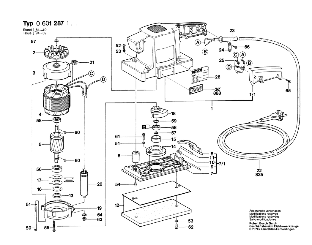 Bosch ---- / 0601287141 / GB 110 Volt Spare Parts