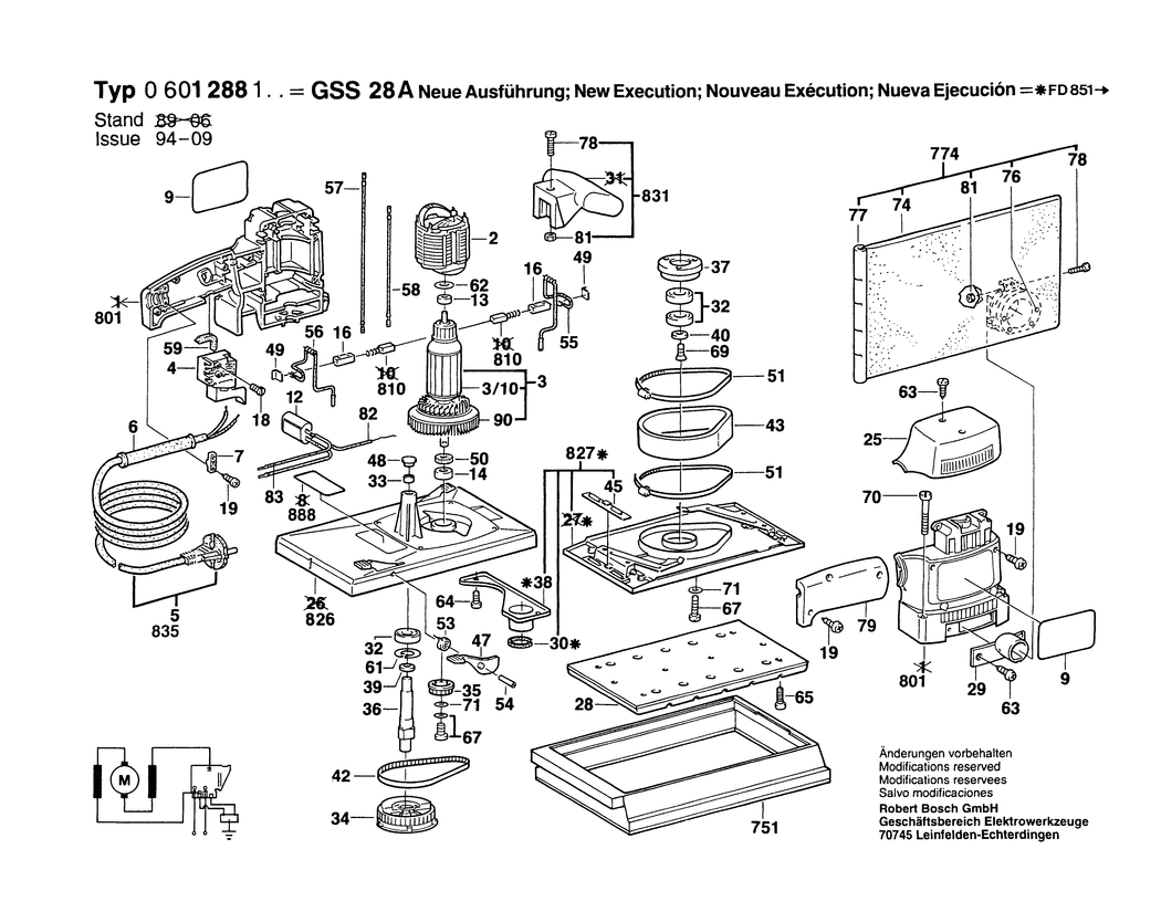 Bosch GSS 28 A / 0601288132 / CH 220 Volt Spare Parts