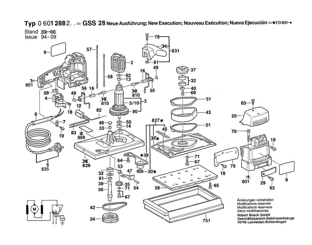 Bosch GSS 28 / 0601288250 / I 220 Volt Spare Parts