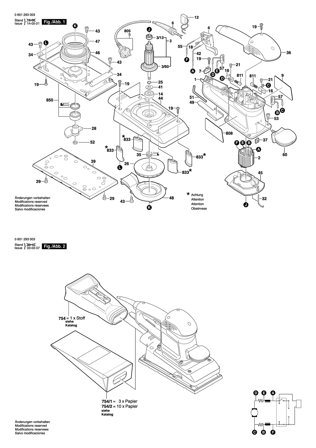 Bosch GSS 280 A / 0601293032 / CH 230 Volt Spare Parts