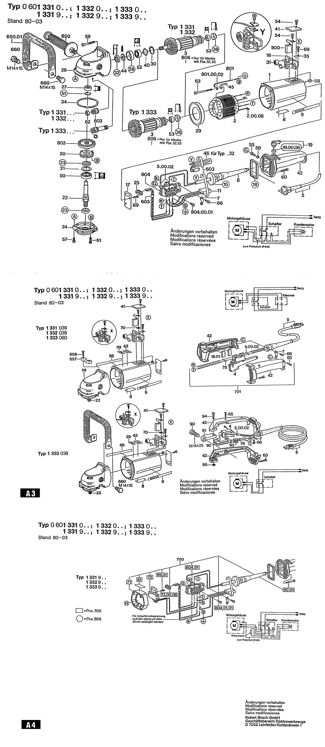 Bosch ---- / 0601331932 / CH 220 Volt Spare Parts