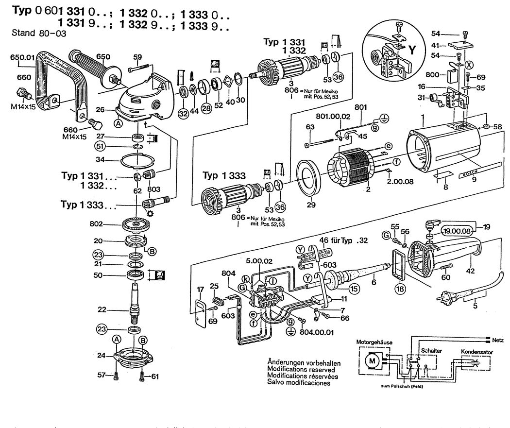 Bosch ---- / 0601333032 / CH 220 Volt Spare Parts