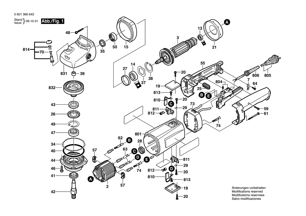 Bosch GPO 14 E / 0601366643 / CH 230 Volt Spare Parts