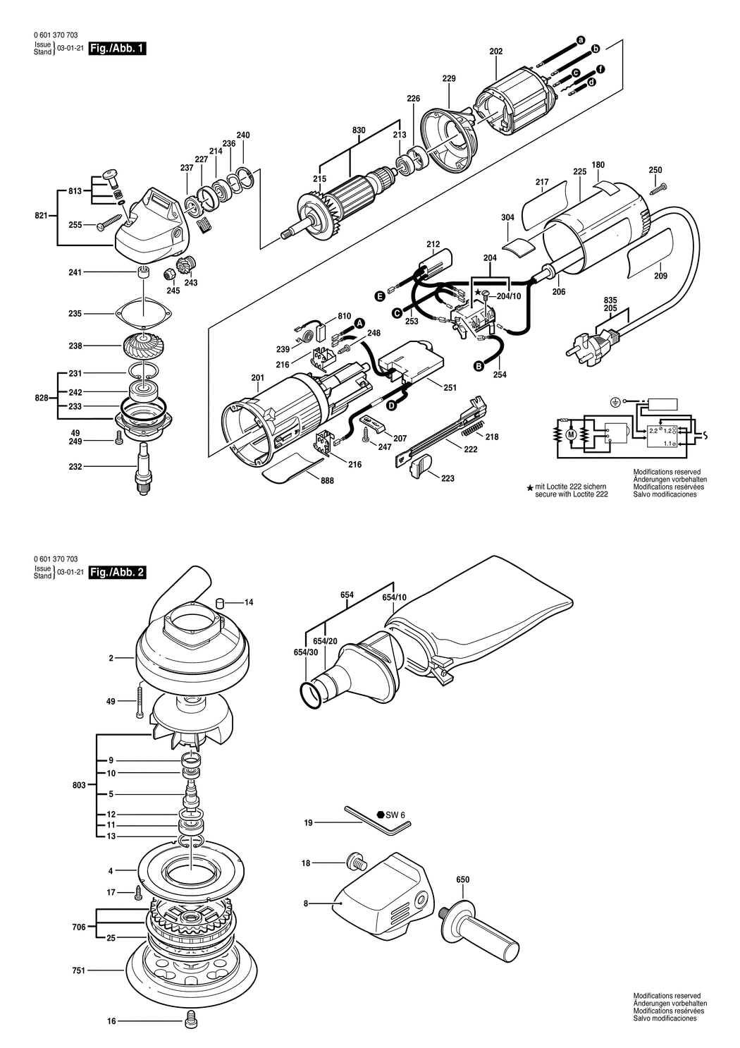 Bosch GEX 150 ACE / 0601370703 / EU 220 Volt Spare Parts