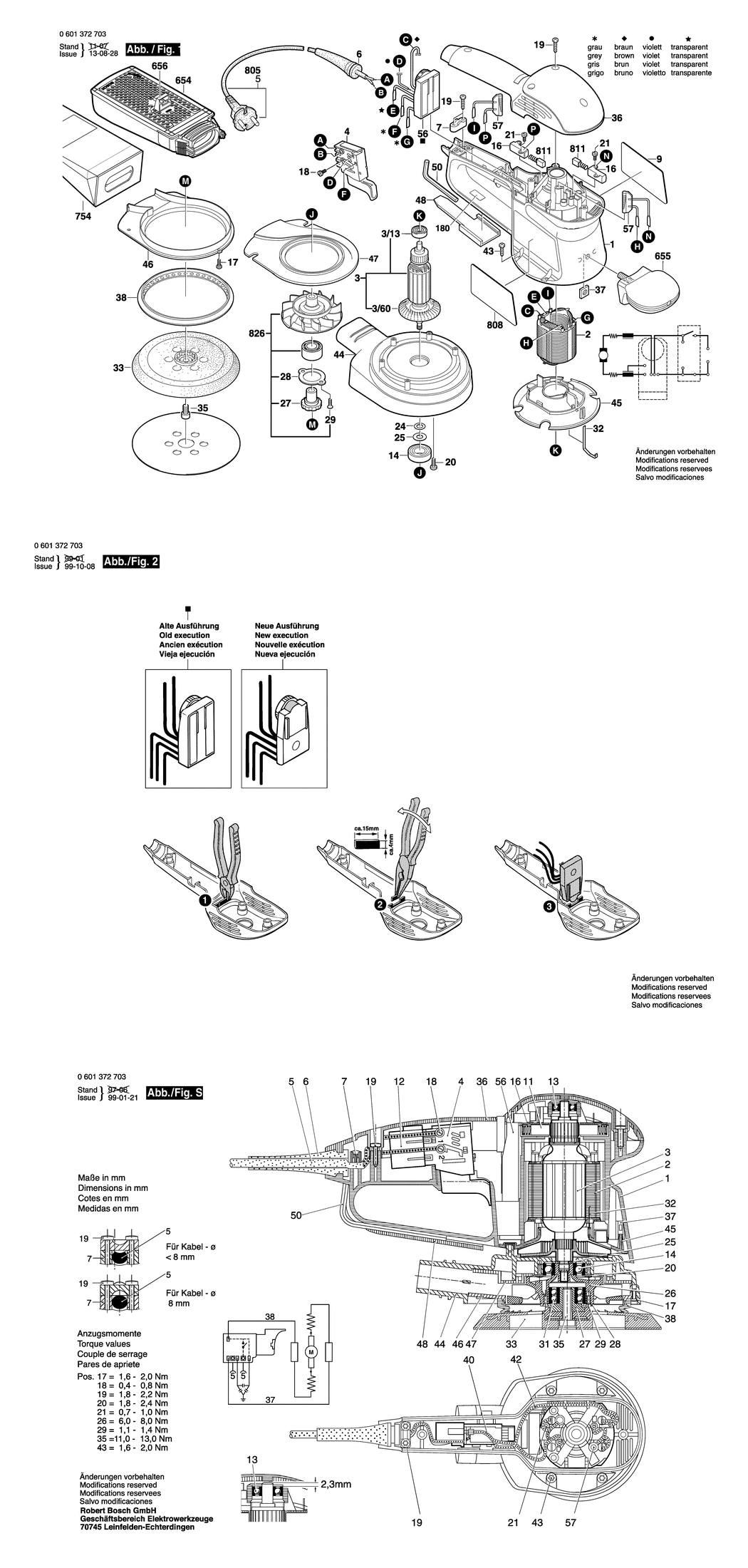 Bosch GEX 150 AC / 0601372703 / EU 230 Volt Spare Parts